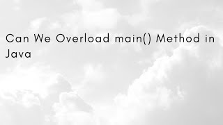 Can we overload main method in java