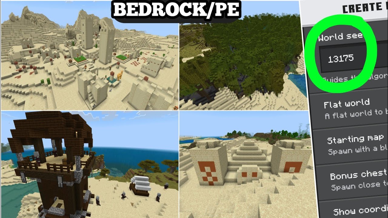 Desert Village, Temple & Outpost With Trims - Minecraft Bedrock Seed ...