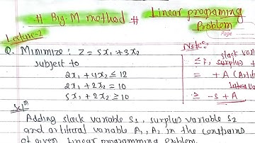 Big-M Method|Linear Programming Problem|Lecture-2|Mathematics-III BE Civil Purbanchal University