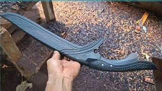 The steel for the train tracks is really hard, making a slaughtering cleaver from the material fo...