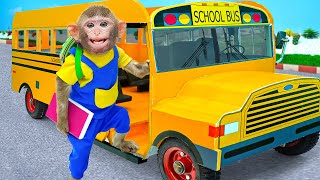 School Bus Rules 🌈 Colorful Song | Donkey Monkey - Nursery Rhymes Resimi