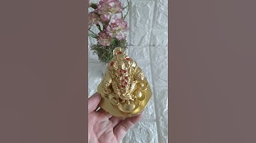 Tượng cóc ba chân Thiềm Thừ ngậm tiền vàng màu đồng sáng CDD08