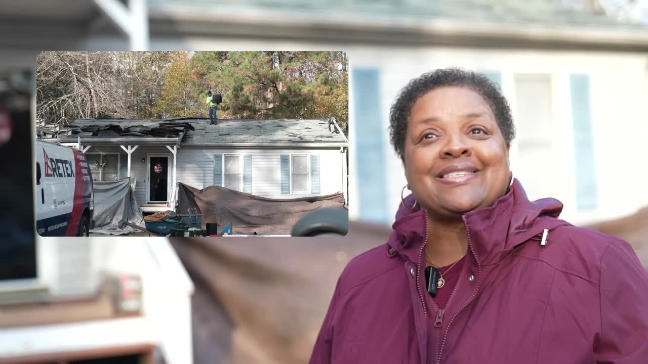 Military charity surprises Chesterfield veteran's widow with roof replacement