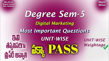Degree Semester 5 - Digital Marketing Most Important Questions UNIT-WISE Degree BBA/BCom 5sem Exams
