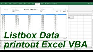 Listbox data Printout Userform Excel VBA