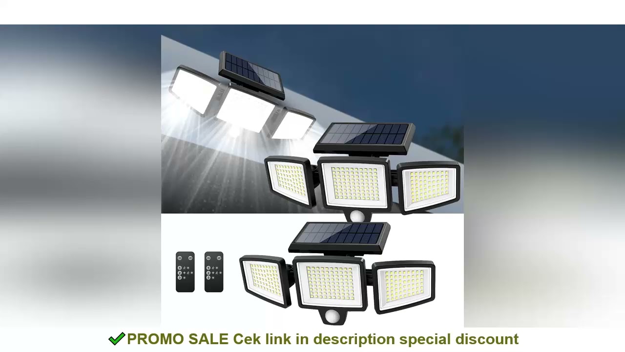 IP65Waterproof Triple Head Outdoor Solar Light, 210LED 2500LM Motion Sensor Safety Light for Porch,