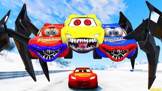 Epic Escape From The Lightning Mcqueen Eater Three-Headed Spider Eater Car Mcqueen Vs Mcqueen