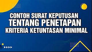 Contoh SK Penetapan KKM Contoh SK Penetapan KKM