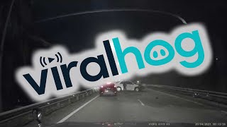 Overtaking Car Slams Into Barrier || ViralHog