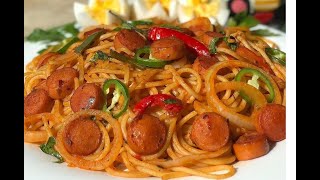 Spaghetti aux saucisses une recette très apprécier des grands et des petits
