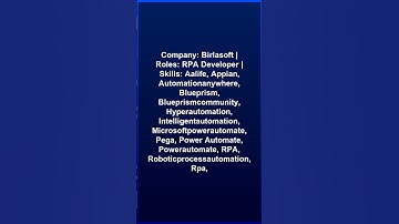 RPA UiPath Developer Role @Unknown #RPA #JobAlert #Jobs