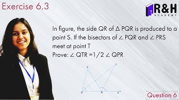 In fig 6.44, the side QR of ∆PQR. Prove that ∠QTR = 1/2 ∠QPR | Imp [Q6]