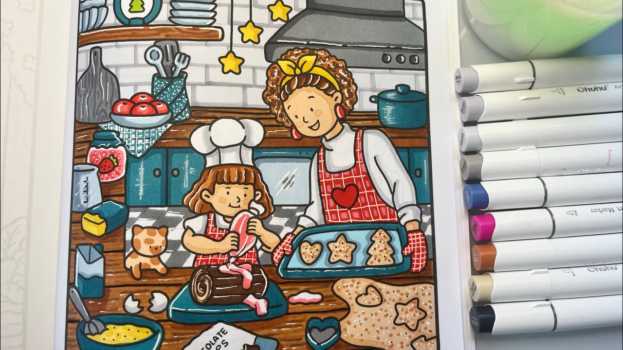 Girl Moments by Coco Wyo | Relaxing ASMR | Color With Me using Ohuhu Alcohol Markers 