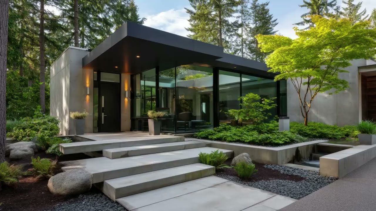 Современный бетонный домик в лесу | Экскурсия по минималистской архитектуре