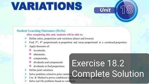 Exercise 18.2 Unit 18 Part 2 Variation New Mathematics Book Class 10