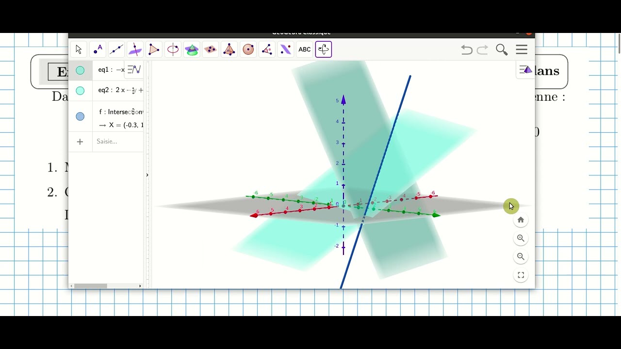 TS Exercice: Intersection de deux plans et représentation paramétrique - Méthode 1