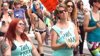 Toronto canada july 2 2016 - part of gay pride celebration is the
annual dyke march along bloor street down to yonge ending at church
and carl...