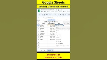 Age Calculation in Google Sheets | Years from Date of Birth #googlesheets #excel #shorts