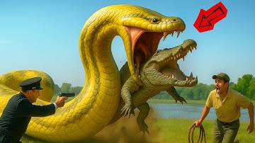 Emergency Rescue Team Saves Giant Crocodile from Deadly Python Attack 🚨🐊🐍