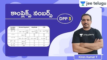 JEE Maths: Complex Numbers DPP 3 | JEE Telugu | Kiran Kumar T