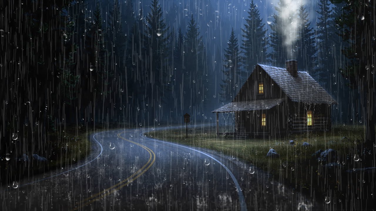 Deep Sleep Therapy 🌧️ Rainy Night Cabin Ambience with Rain & Thunder for Relaxation & Focus