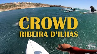 POV & Drone - Surfing SUPER CROWDED Ribeira d'Ilhas