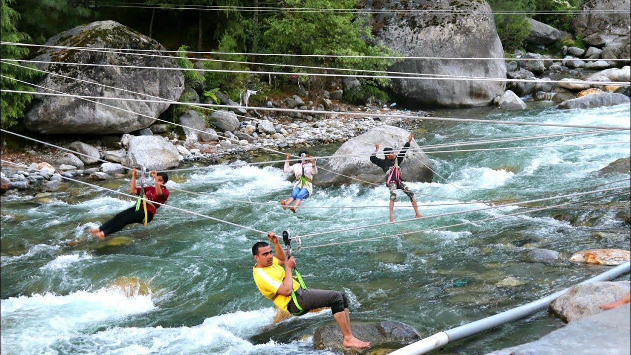 People Enjoying Zip line At Club House, Manali - YouTube