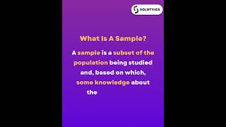 Sample vs. Population | What is Difference between Sample and Population | Statistics | Solutyics