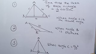 How To Prove That THE AREA OF A TRIANGLE= 1/2 abSinC