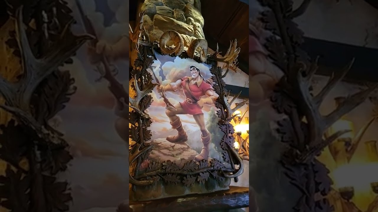 Gaston's Tavern Walt Disney World, Magic Kingdom. Portrait of Villain Gaston. Beauty and the Beast