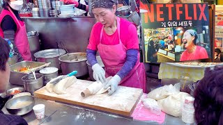 Netflix Knife-Cut Noodle Lady At Gwangjang Market, Seoul-Korean Street Food