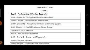 Class 11th Geography revised syllabus (2021-22)