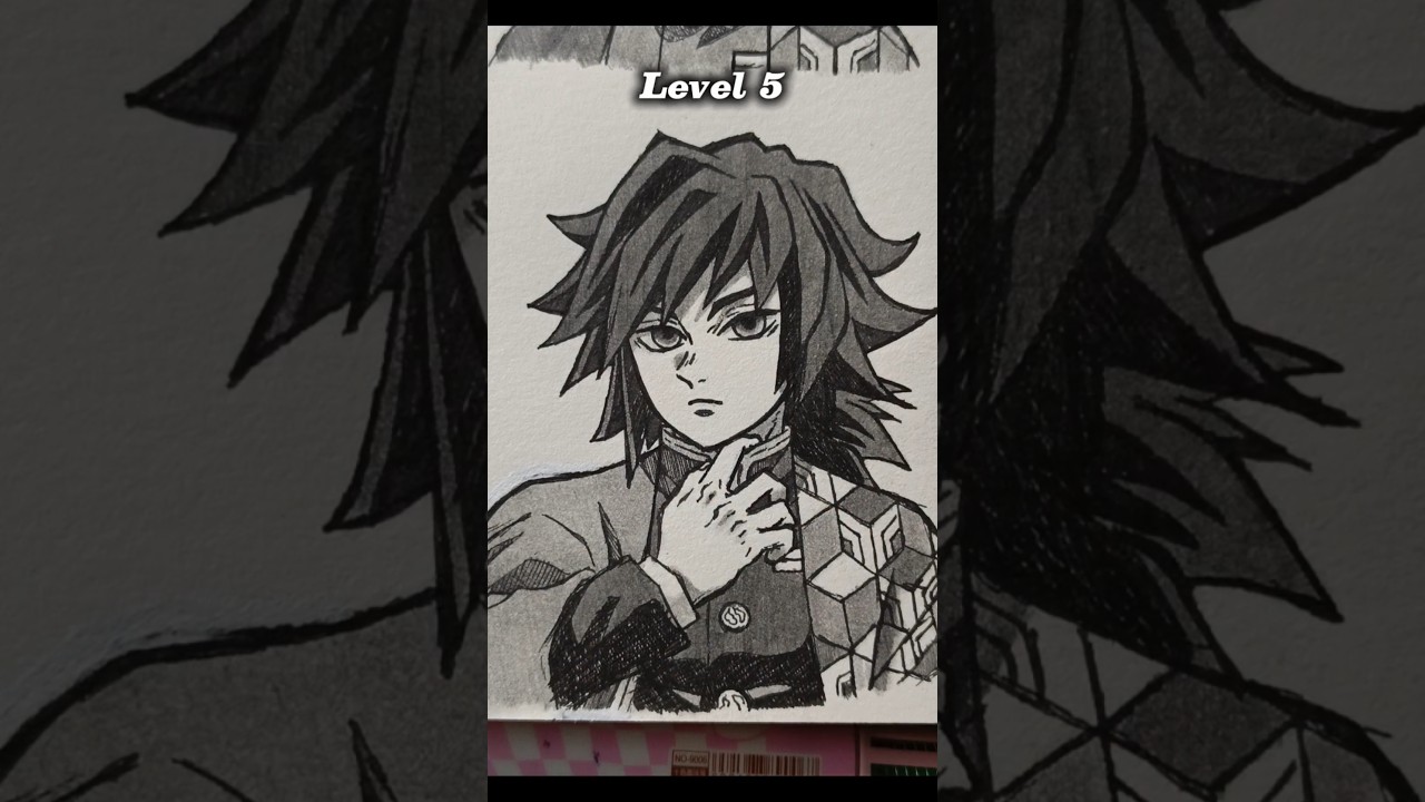 How to draw Giyu Tomioka in different level #demonslayer #anime #drawing #giyuutomioka #animeart #fy