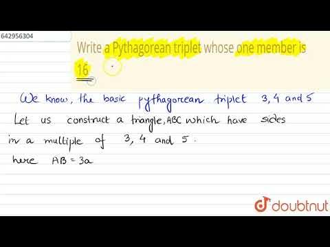 Write a Pythagorean triplet whose one member is 16 |Class 8 Math ...