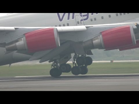 airbus a220 Slow Motion Closeup Takeoff Virgin Atlantic G-VLIP 747-400