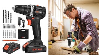 LOMVUM 20V Brushless Cordless Electric Drill LED Light Screwdriver Power Tools