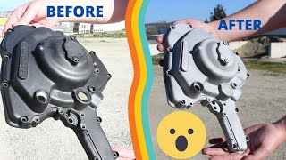 ODDLY SATISFYING RESTORATION!! SANDBLASTING PAINT OFF DUCATI ENGINE CASE!!