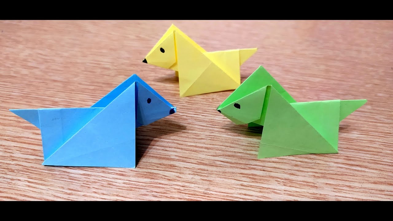 Как сделать собаку из бумаги, техника оригами
