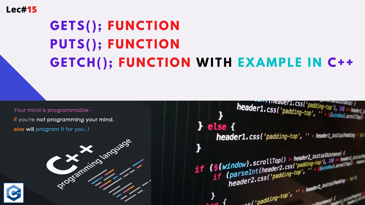 Gets()  Puts() and Getch() function in c  urdu lec#15