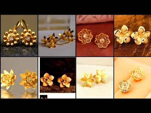 Rose Design Gold Stud Earrings For Casual Wear