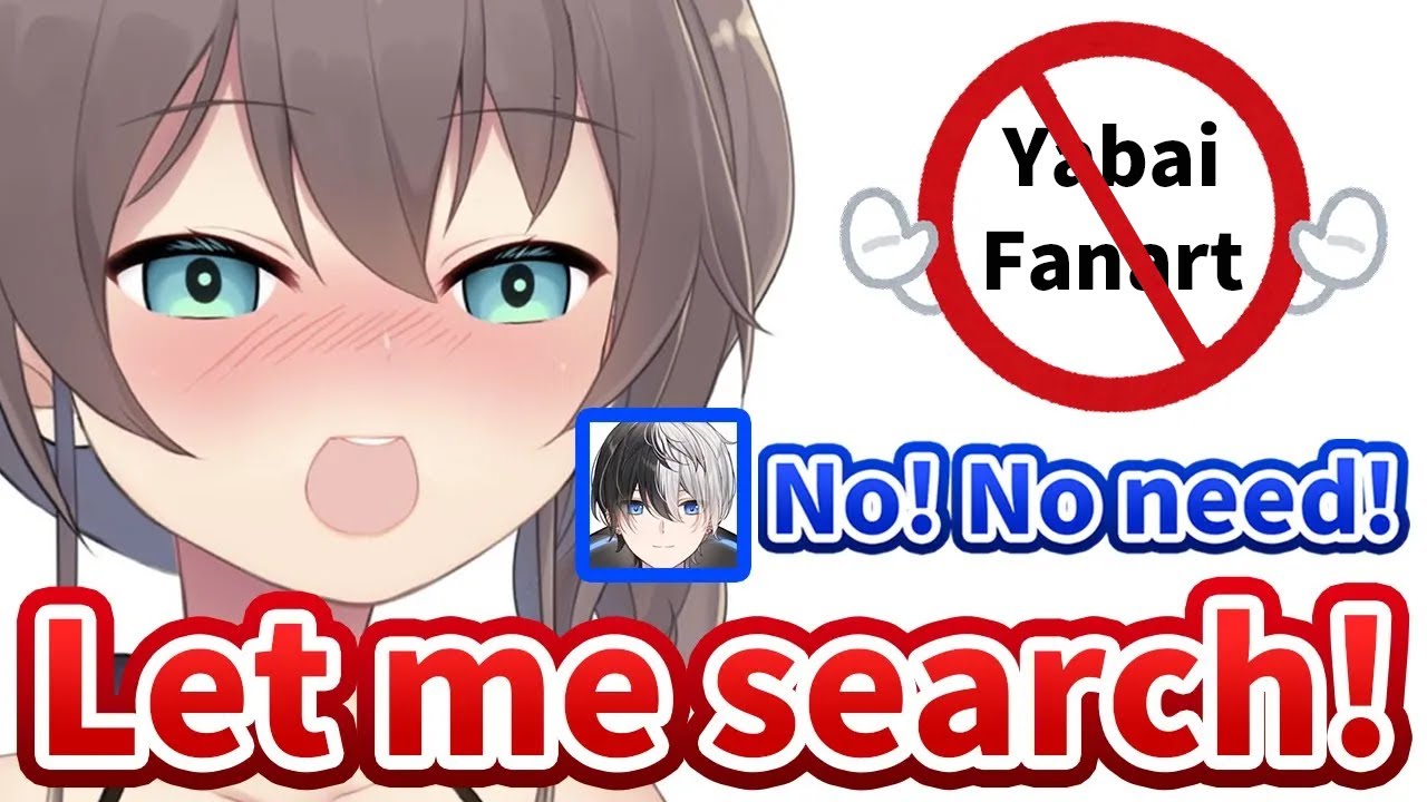 Matsuri starts searching for Kamito's Yabai Fanarts in front of Kamito during stream [Hololive]