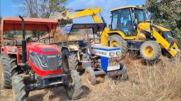Jcb 3dx Eco Xpert New Model Machine Loading Red Mud In Mahindra and Swaraj Tractor | Jcb Video