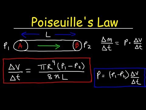 Poiseuille's Law - Pressure Difference, Volume Flow Rate, Fluid Power Physics Problems