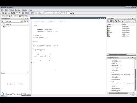 cf   Matlab Essential Skills   Sect 57   Indefinite and Definite Integrals