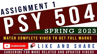PSY504 Assignment No.1 Spring 2023 Solution || PSY504 Assignment 1 Spring 2023 / 1st Assignment 2023