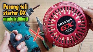 Cara pasang tali starter GX 160 mudah diikuti