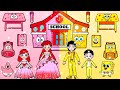 Học Làm Búp Bê Giấy - Ariel Làm Trường Học Hồng Vàng Spongebob & Patrick | Câu Chuyện Của Barbie