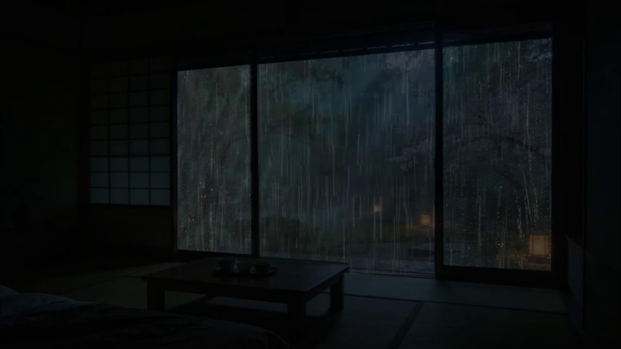 Rain Sounds & Thunder in Forest for Sleeping 🌧 Peaceful Dark Bedroom Ambience for Deep Sleep