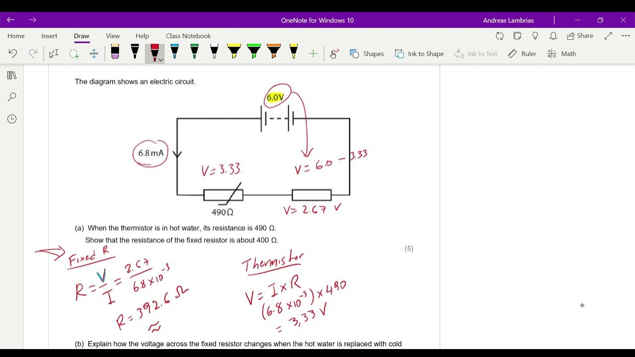 Thermistor on a series circuit IGCSE Physics past paper question