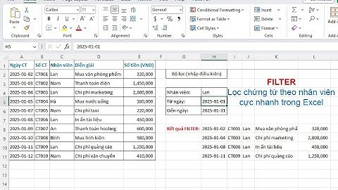 FILTER – Lọc chứng từ theo nhân viên cực nhanh trong Excel